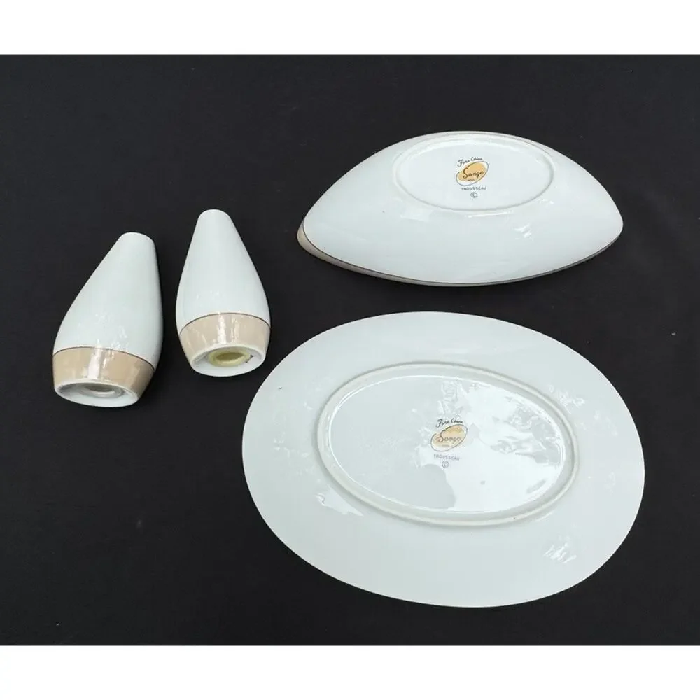 Vintage 1960’s Sango Trousseau China Gravy Boat & Salt Pepper Shakers EUC -A84